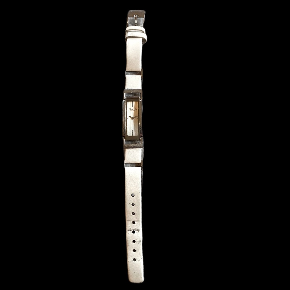 Kenneth Cole New York Slim Profile White Leather and Stainless Women’s Watch